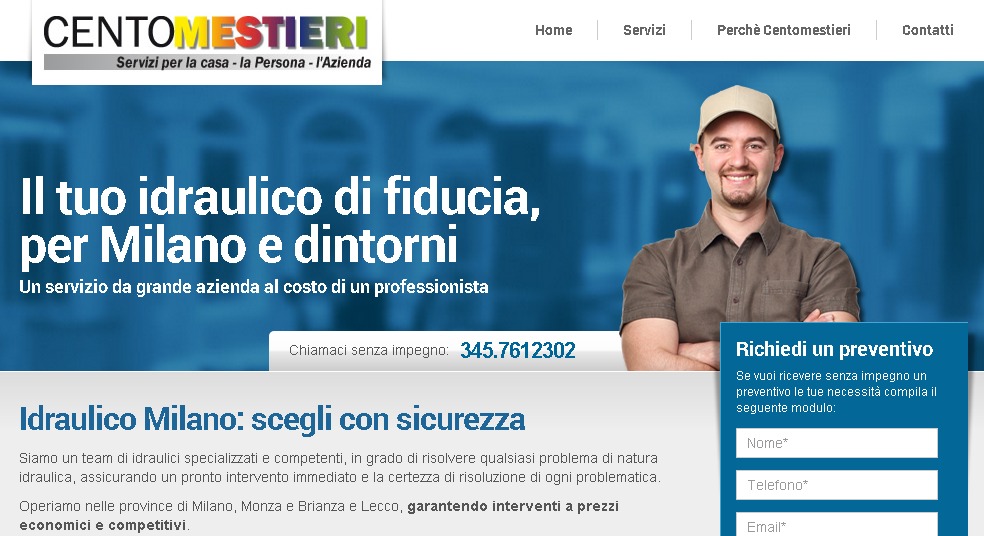 sito web creato per idraulico