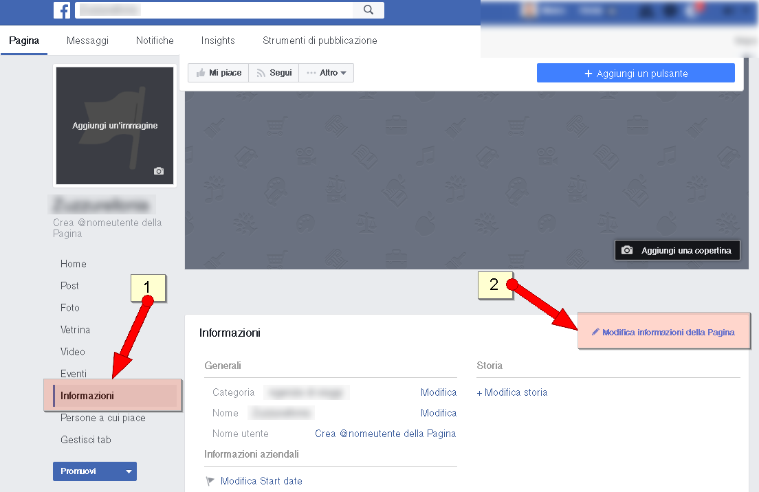 pagina facebook modifica informazioni