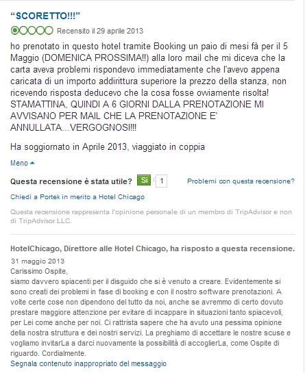 recensione trip advisor e risposta