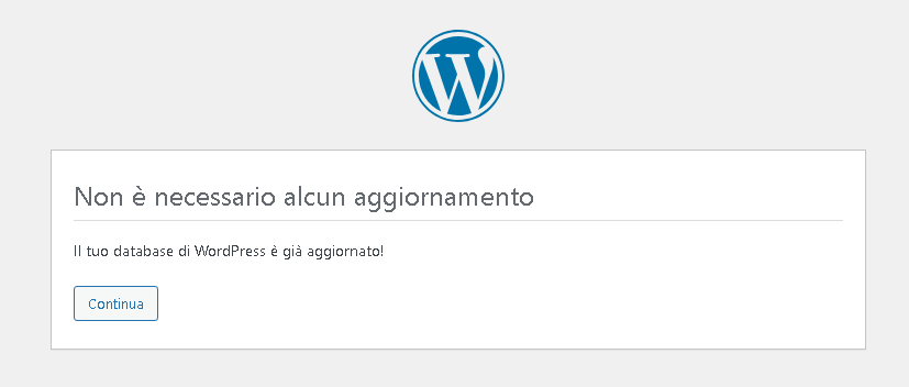 wordpress non e necessario alcun aggiornamento